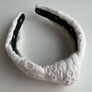 Lele Sadoughi White Eyelet Knotted Headband
